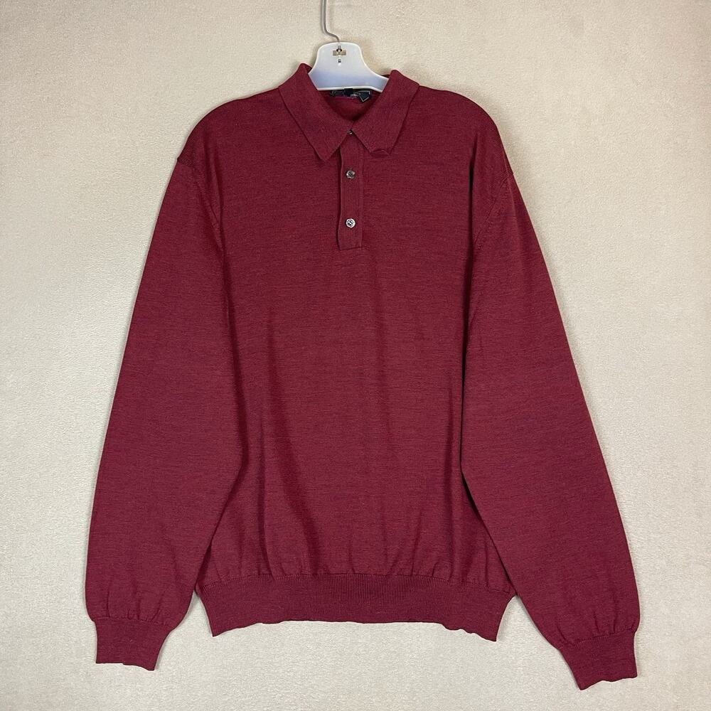 Raffi Sweater Mens L Red‎ Long Sleeve Wool Knit Classic Fit Preppy Pullover